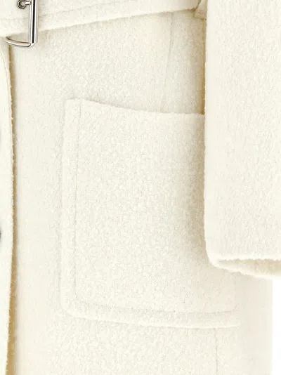 Pinko Single-breasted Coat With Belt In Neutral