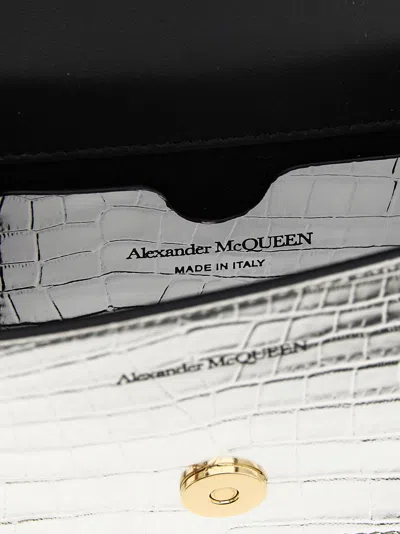 Alexander Mcqueen 'jewelled Satchel' Mini Crossbody Bag In Silver
