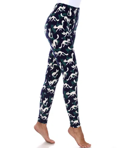 White Mark Plus Size Cat Print Legging Pants, 2-pack In Multi