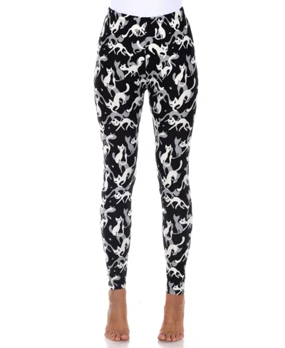 White Mark Plus Size Cat Print Legging Pants, 2-pack In Multi