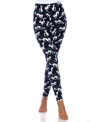 White Mark Plus Size Cat Print Legging Pants, 2-pack In Multi