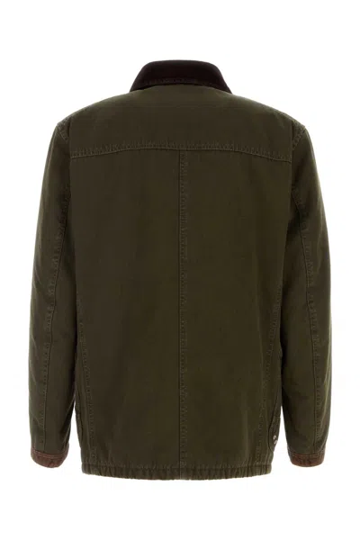 Fay Jacket Wool Blend Contrast Collar In Green