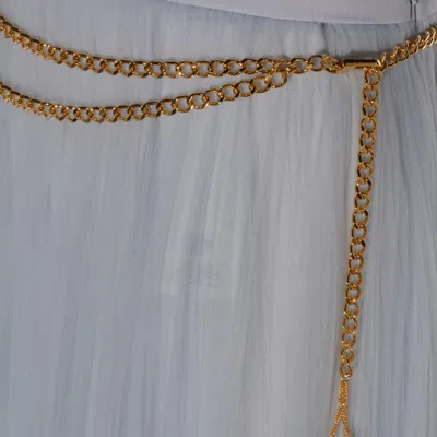 Elisabetta Franchi Starlight Midi Belted Skirt In Blue