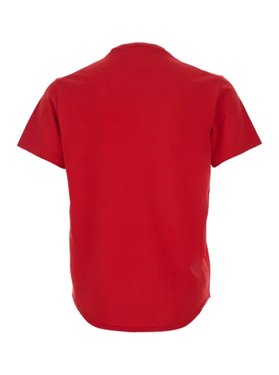 Dsquared2 D2 X Magliano Red Crewneck T-shirt With Maxi Print On The Front In Cotton Man In Red