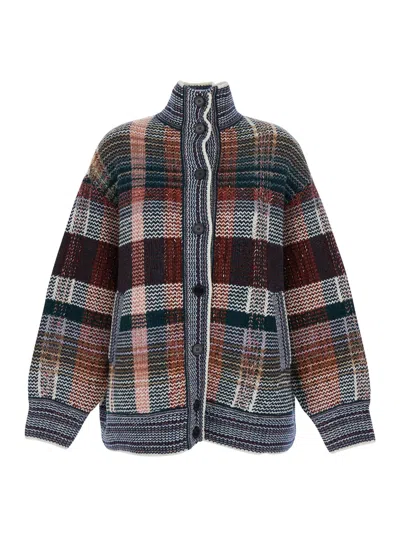 Missoni Oversized Cardigan With Embroidered Wool Blend In Multi