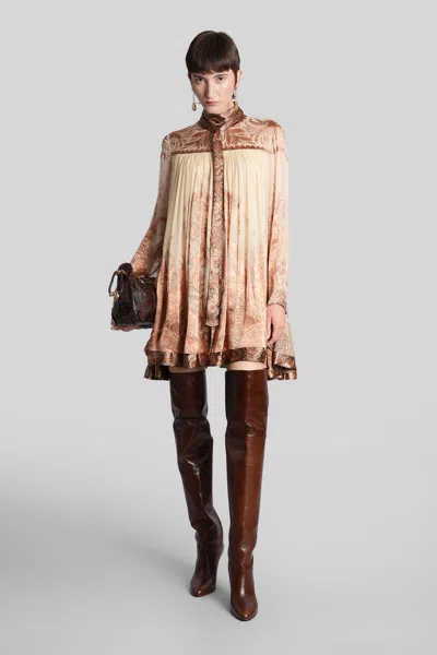 Zimmermann 'hypnotic' Mini Dress In Brown