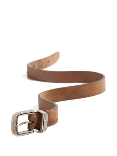 Brunello Cucinelli Suede Buckle Belt In Brown