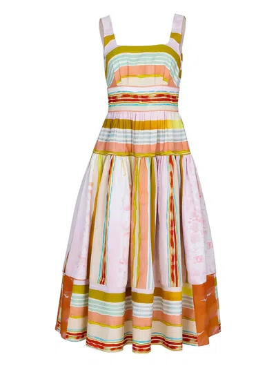 Hunter Mara Midi Dress In Abstract Stripe In Multi