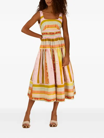 Hunter Mara Midi Dress In Abstract Stripe In Multi