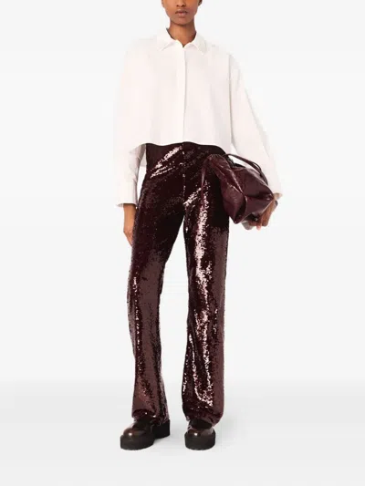 Maje Womens White Cropped Jewel-embellished Cotton Shirt In Red