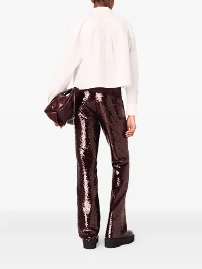 Maje Womens White Cropped Jewel-embellished Cotton Shirt In Red