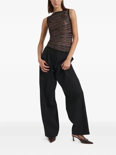 条纹亮片缀饰上衣