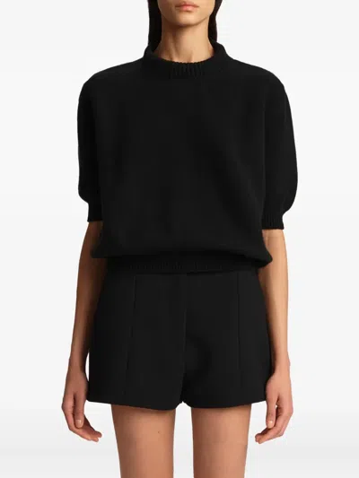 Khaite Faye Short Sleeve Sweater In Black