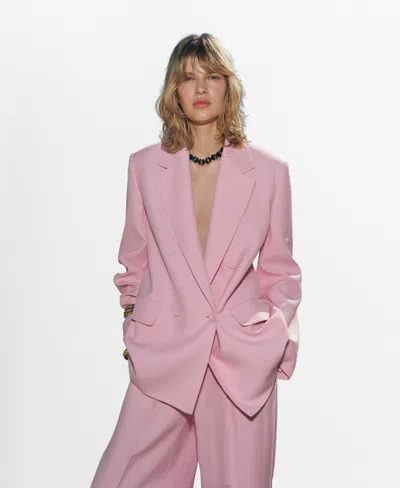 Mango Women's Wide Leg Suit Pants In Pink