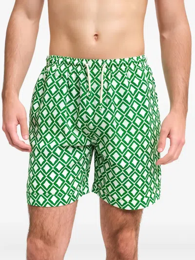 Peninsula Swimwear Geometric-print Shorts In Green