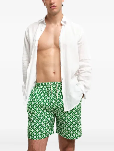 Peninsula Swimwear Geometric-print Shorts In Green