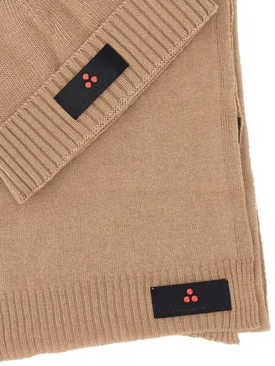 Peuterey Ribbed Logo Scarf In Brown