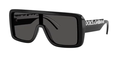 Dolce & Gabbana Logo Rectangle-frame Sunglasses In Black