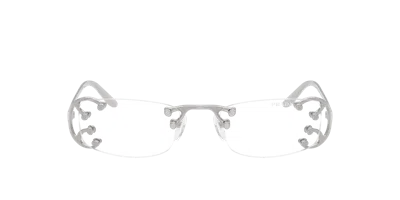 Prada 52mm Rectangular Blue Light Blocking Glasses In Silver