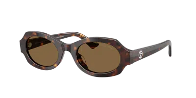 Giorgio Armani Tortoiseshell Oval-frame Sunglasses In Brown