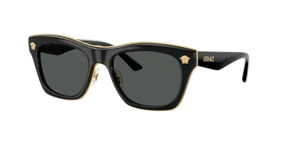 Versace 53mm Rectangular Sunglasses In Black