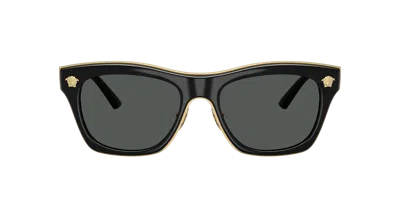 Versace 53mm Rectangular Sunglasses In Black