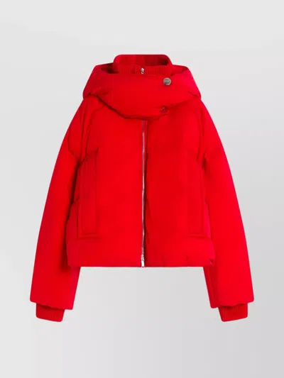 Sportmax Short Padded Jacket With High Collar And Horizontal Stitching In Red