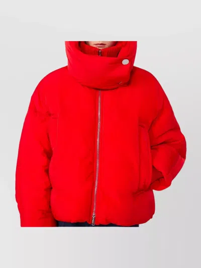 Sportmax Short Padded Jacket With High Collar And Horizontal Stitching In Red