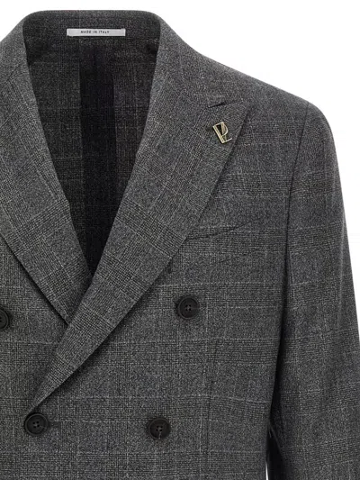 Pal Zileri Check Pattern Notch Lapel Blazer In Gray