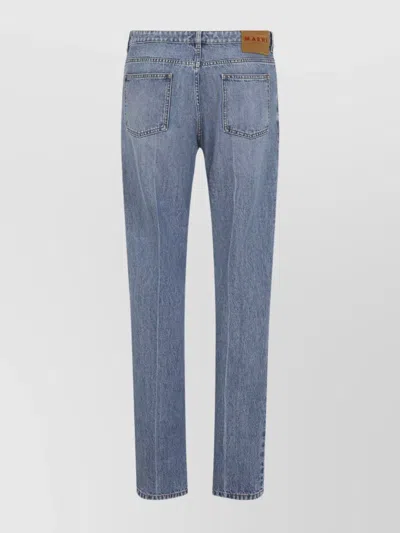 Marni Deep Blue Cotton Washed Bull Denim 5-pocket Jeans In Blue