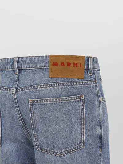 Marni Deep Blue Cotton Washed Bull Denim 5-pocket Jeans In Blue