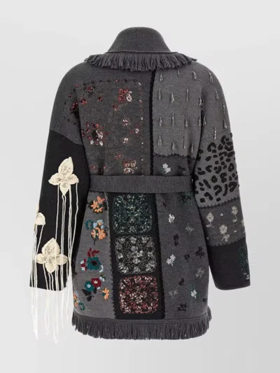 Alanui Cardigan Midnight In Manhattan In Jacquard Knit In Gray