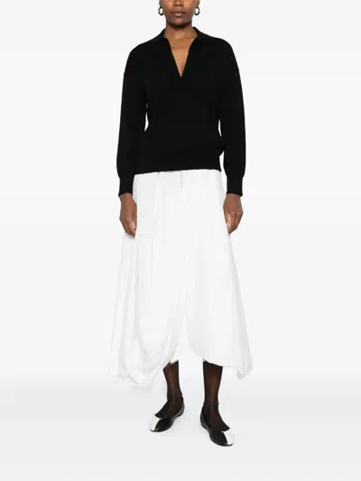 Alpha Studio Black Shirt With Polo Collar And V-neck  In Black