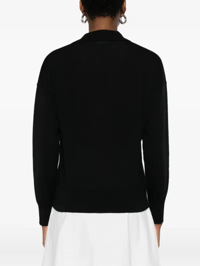 Alpha Studio Black Shirt With Polo Collar And V-neck  In Black