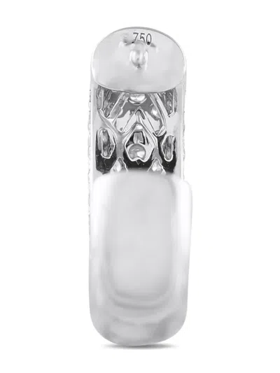 Pre-owned Lb Exclusive 18k White Gold Diamond Huggie Earrings In Silver