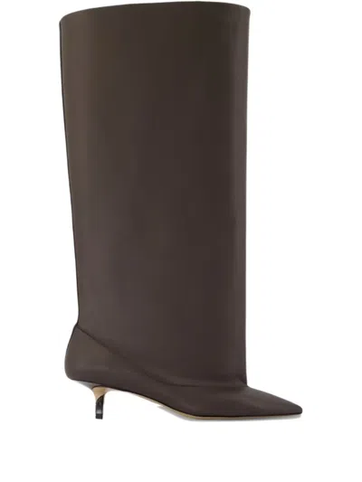 Jacquemus Brown Smooth Leather Wide The High Tourni Boots In Brown