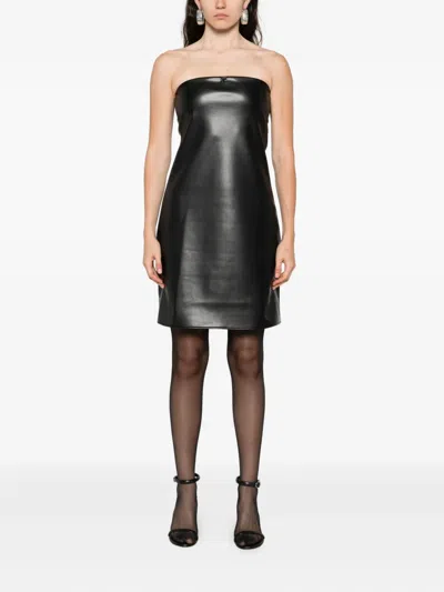 Courrèges Strapless Mini Dress With Back Strap Detail In Black