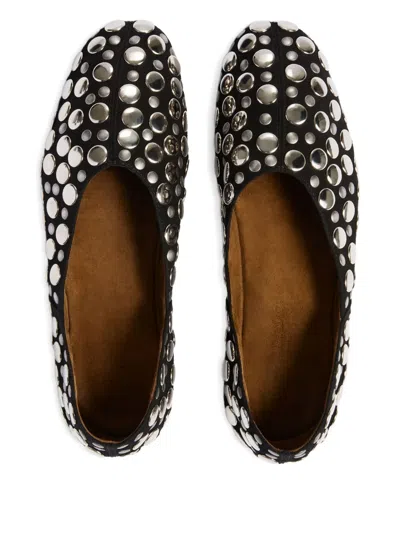 Khaite Jane Stud-embellished Leather Ballet Flats In Black