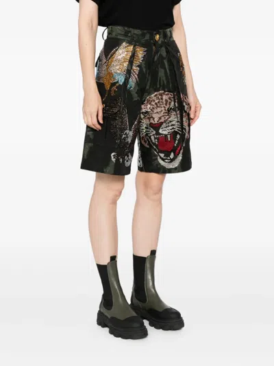 Penultimate Crystal-embellished Shorts In Green