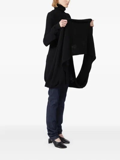 Max Mara Roll-neck Draped Knitted Top In Black