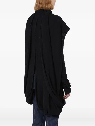 Max Mara Roll-neck Draped Knitted Top In Black