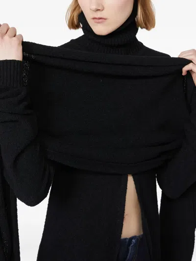 Max Mara Roll-neck Draped Knitted Top In Black