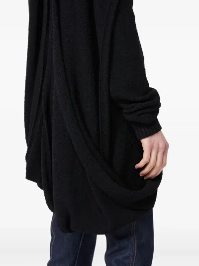 Max Mara Roll-neck Draped Knitted Top In Black