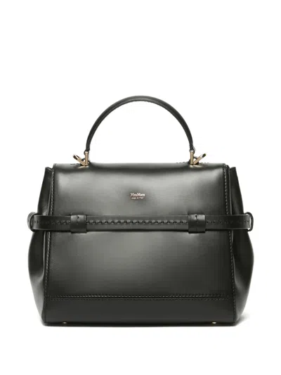 Max Mara Smooth Leather Handbag In Black