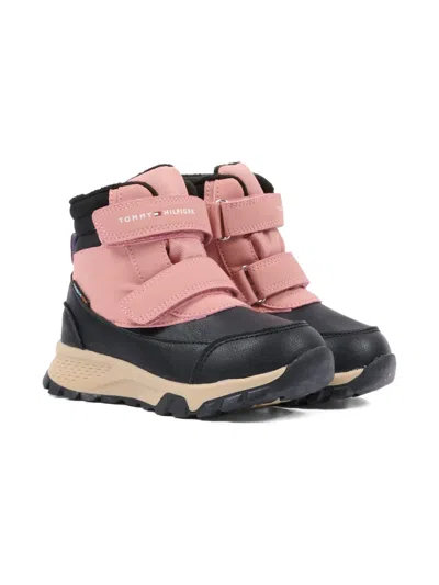 Tommy Hilfiger Junior Touch-strap Ankle Boots In Pink