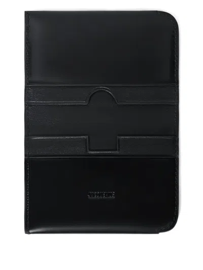 Jacquemus Curved Calf Leather Cardholder In Black