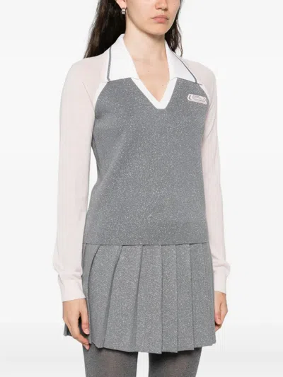 Casablanca Long Sleeve Tennis Polo Shirt In Gray