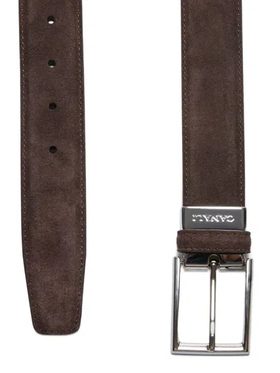 Canali Rectangular-buckle Suede Belt In Brown