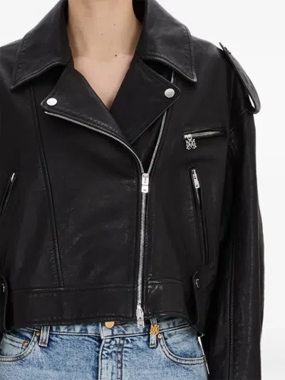 Amiri Zip-front Leather Jacket In Multi