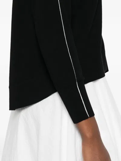 纽扣对比边饰开衫